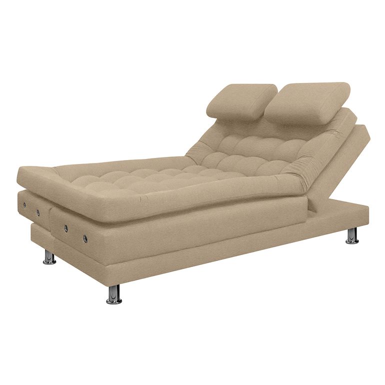 Sofá cama con chaise longue - Costa. Piel natural de color beige
